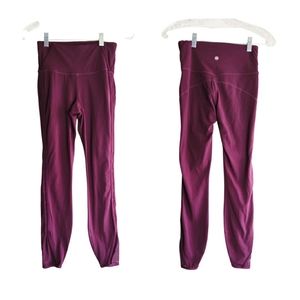 Athleta Burgundy Stitch Sides leggings